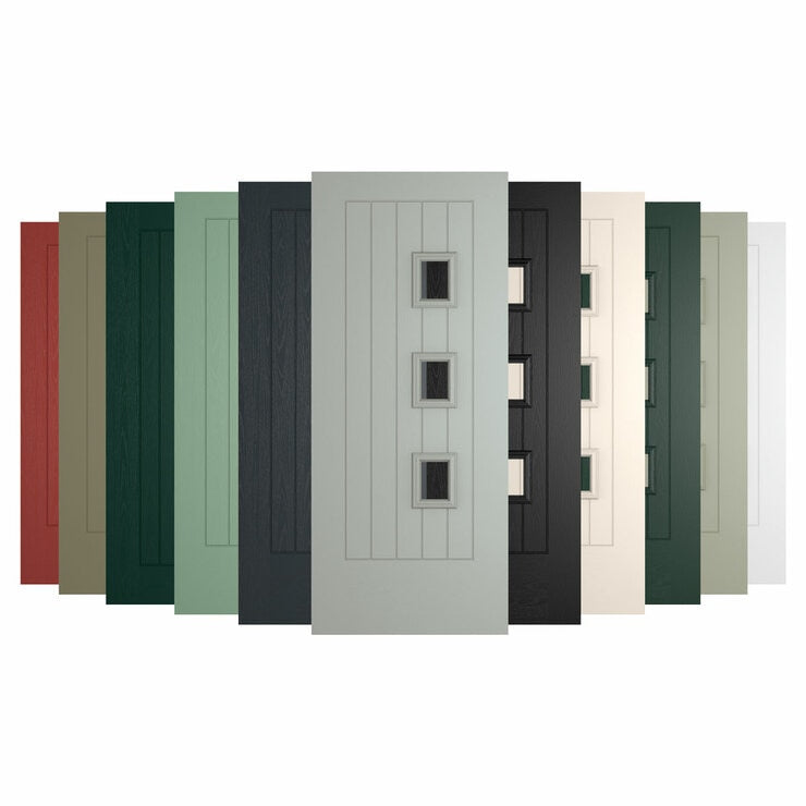 HomeFrame composite front door Rotterdam style with right window panes, imported from the UK