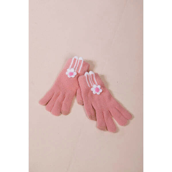 SVNX gestrickte Blumenhandschuhe in Pink Einheitsgröße - Britisches Produkt