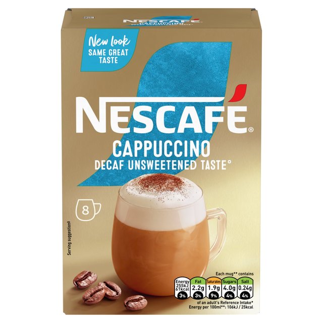 Nescafe Gold Decaff Cappuccino Unsweetened Instant Coffee 8 Sachets    8 per pack GOODS M&S   