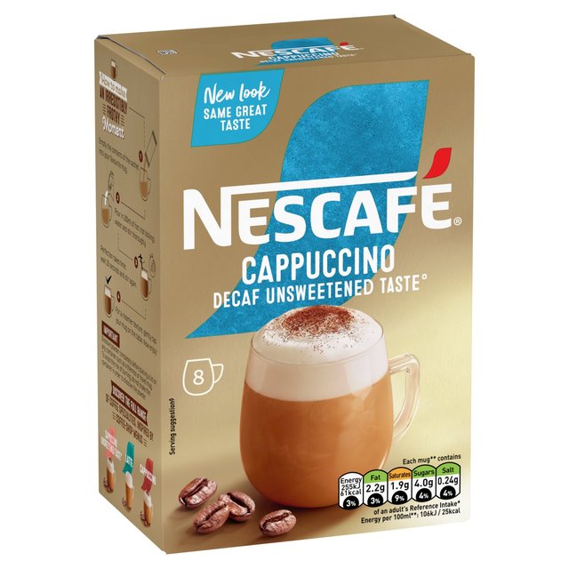 Nescafe Gold Decaff Cappuccino Unsweetened Instant Coffee 8 Sachets    8 per pack GOODS M&S   