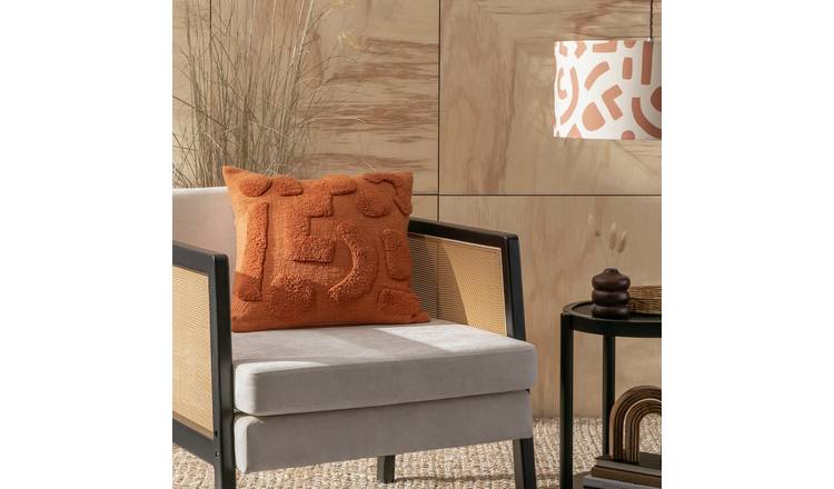Habitat Abstract Tufted Cushion Orange 43x43cm - British product