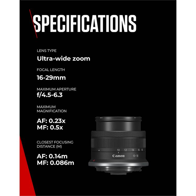 Canon RF-S 10-18mm f/4.5-6.3 IS STM zoom lens - British product