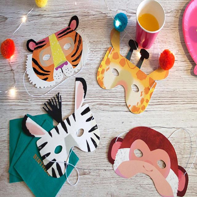 Kids' Dressing Up Animal Face Masks   4 per pack