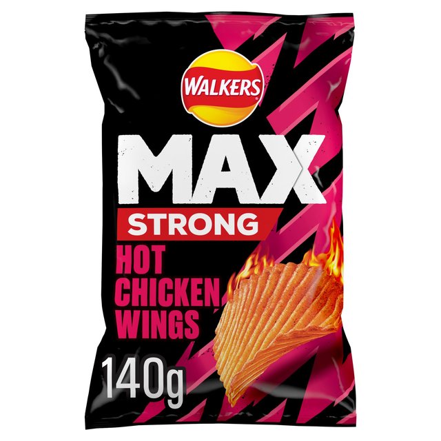 Walkers Max Strong Hot Chicken Wings Sharing Bag Crisps   140g