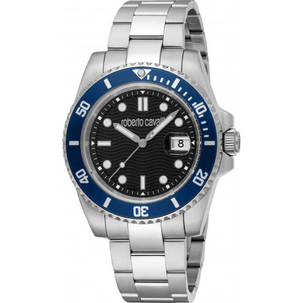 Roberto Cavalli Black Mens Crest Watch stainless steel (British brand)