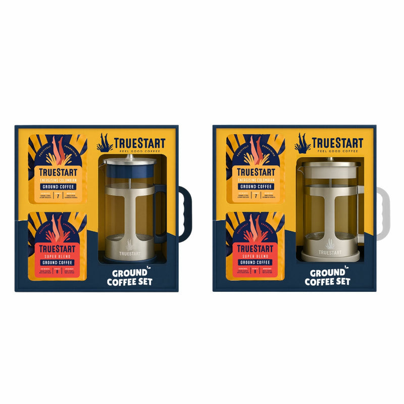 TrueStart coffee cafetiere set with ground coffee 1L 400g, UK version