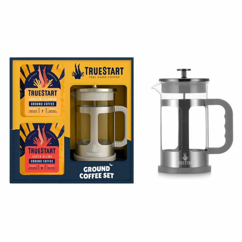TrueStart Cafetiere & Ground Coffee Set (2x200g)