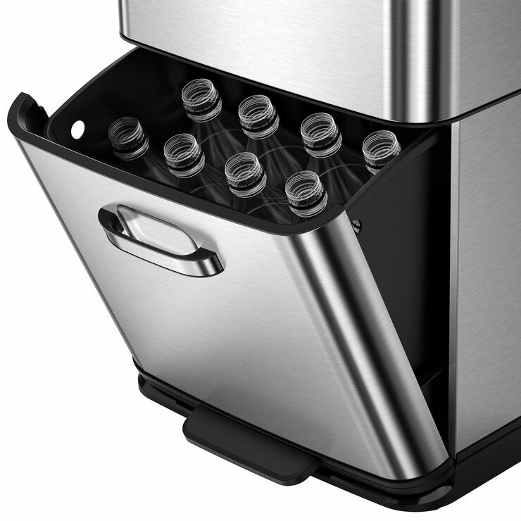EKO Poubelle de recyclage à double capteur en acier inoxydable de 54L - Produit britannique