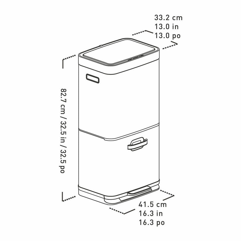 EKO 54L stainless steel dual sensor recycling bin - British product