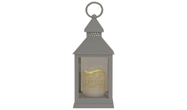 Thoughts Of You graveside lantern grey with LED candle (British brand)