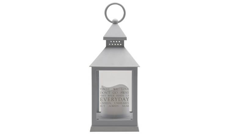 Thoughts Of You graveside lantern grey with LED candle (British brand)