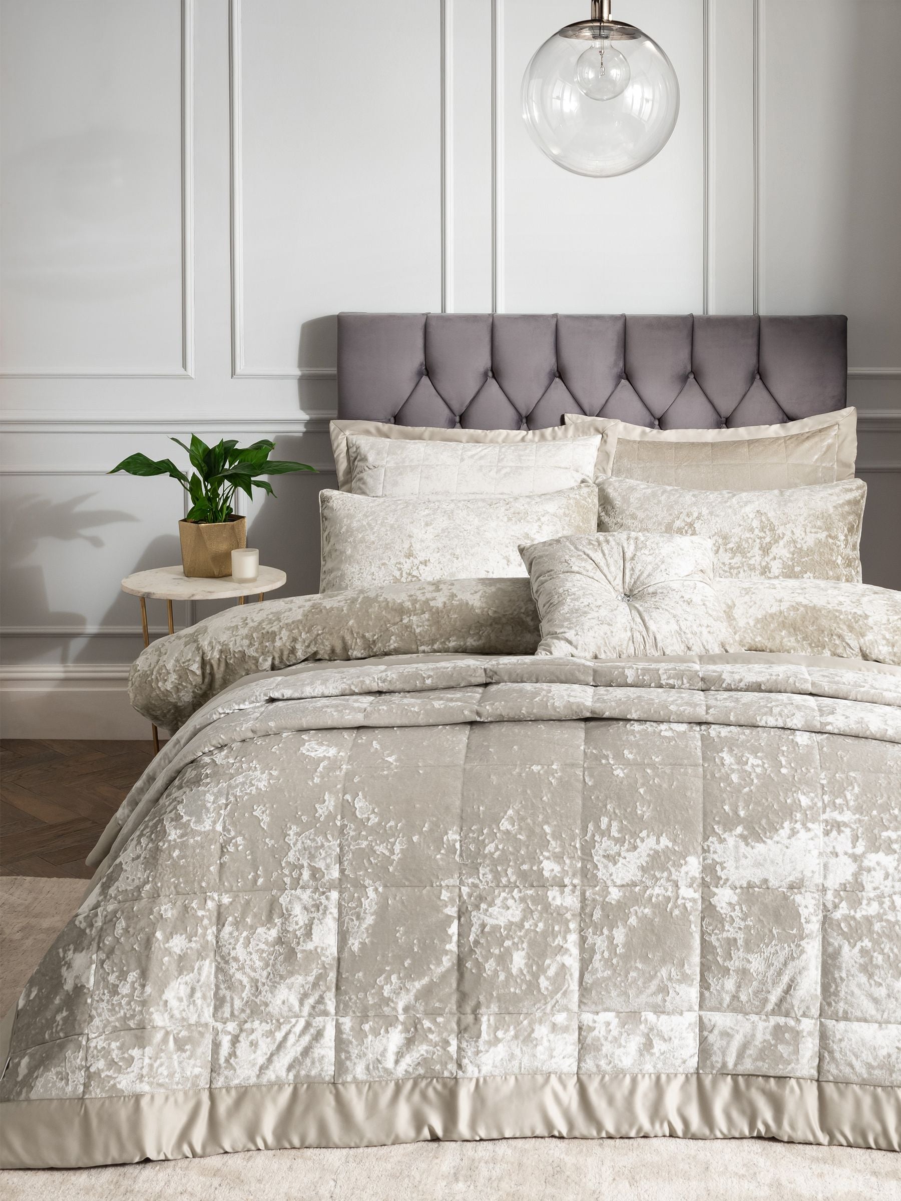 Catherine Lansfield Natural Crushed Bedspread