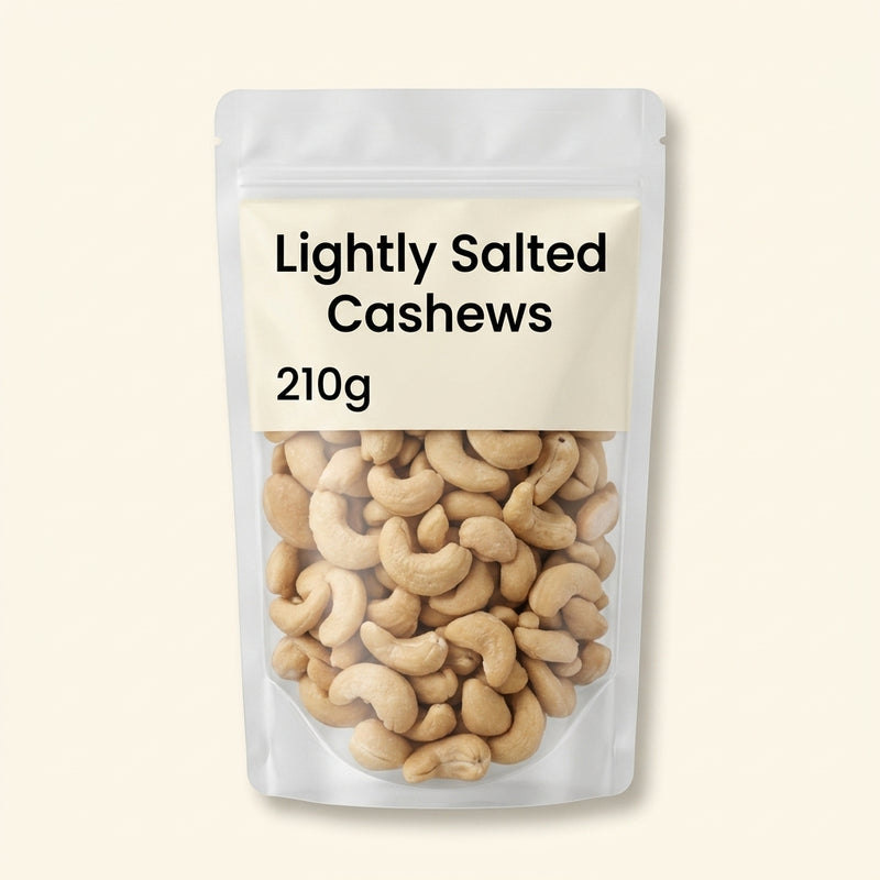 Holland & Barrett lightly salted cashews 210g, imported from the UK