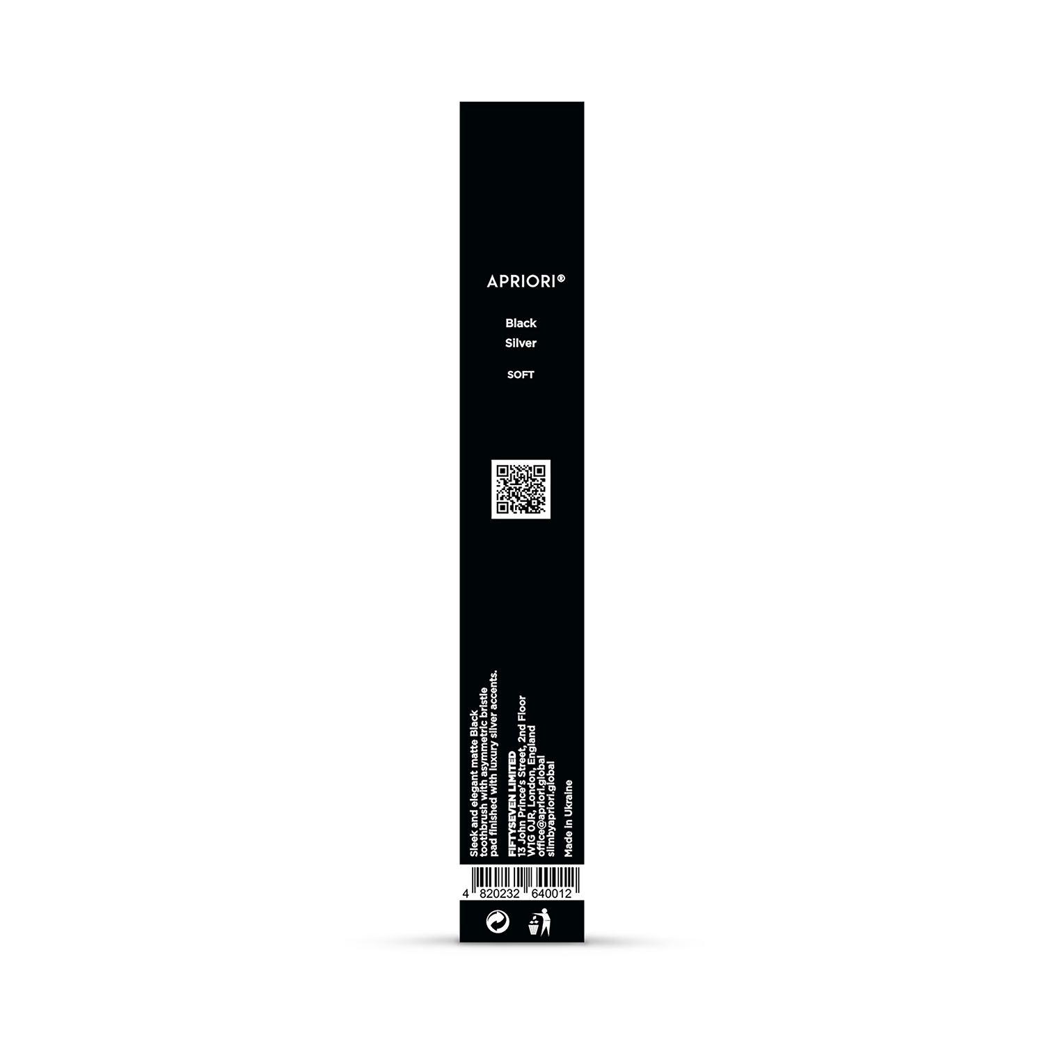 APRIORI Black Silver soft toothbrush - British product