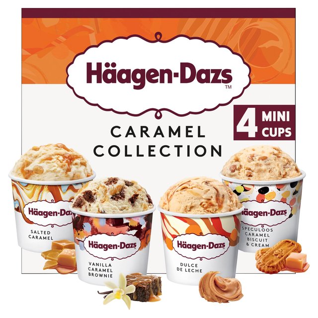 Haagen-Dazs Caramel Collection Mini Cups Ice Cream    4 x 95ml GOODS M&S   