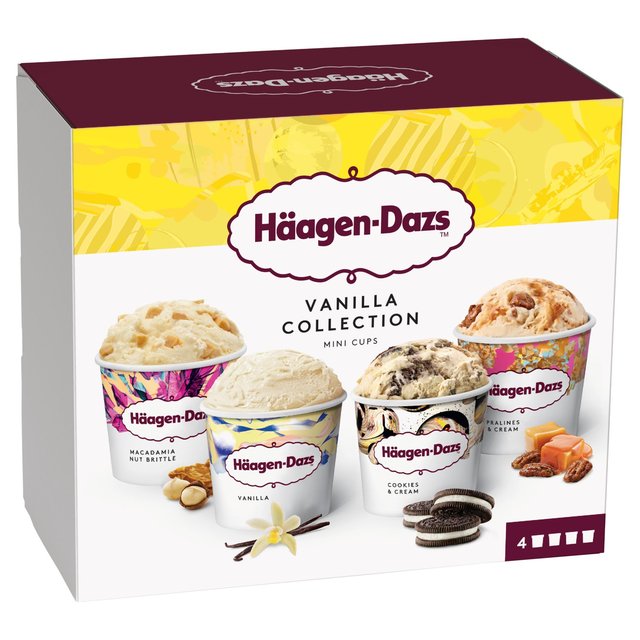 Haagen-Dazs Vanilla Collection Mini Cups Ice Cream    4 x 95ml GOODS M&S   