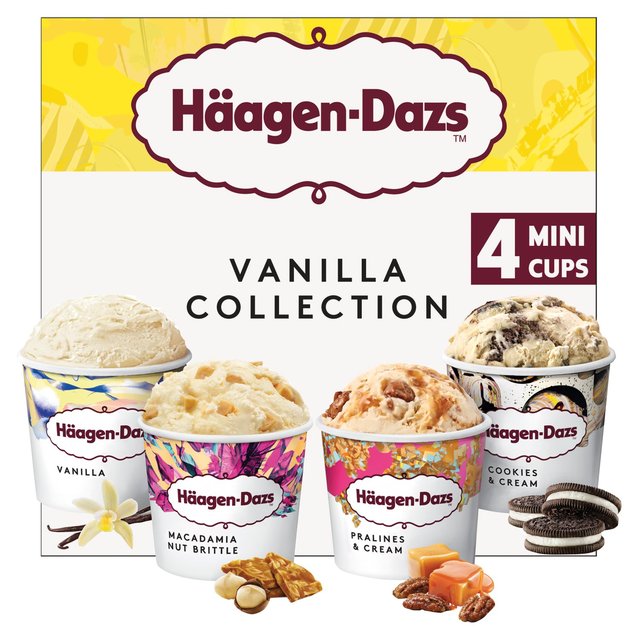 Haagen-Dazs Vanilla Collection Mini Cups Ice Cream    4 x 95ml GOODS M&S   