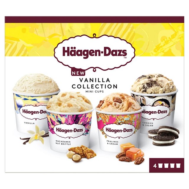 Haagen-Dazs Vanilla Collection Mini Cups Ice Cream    4 x 95ml GOODS M&S   