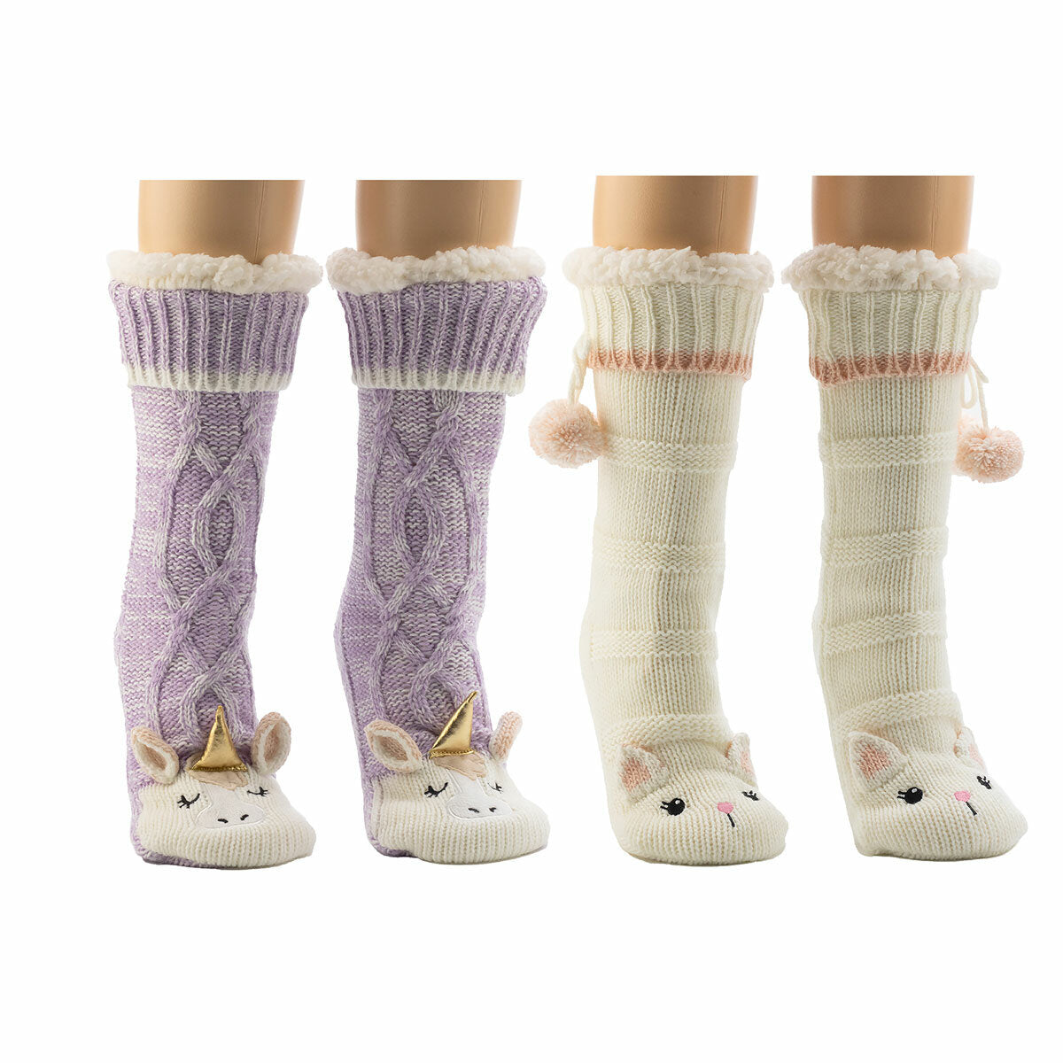 Jane & Bleecker Ladies Critter Knit Slipper Socks UK 4-8 2 Pack, UK version