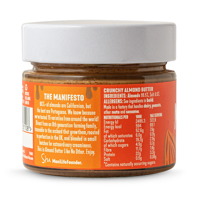 Manilife crunchy almond butter 160g (British brand)