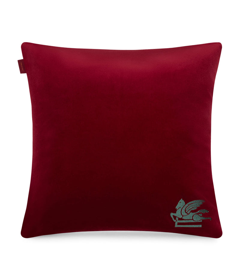 Etro wool-blend embroidered paisley-trim cushion 45cm - British product