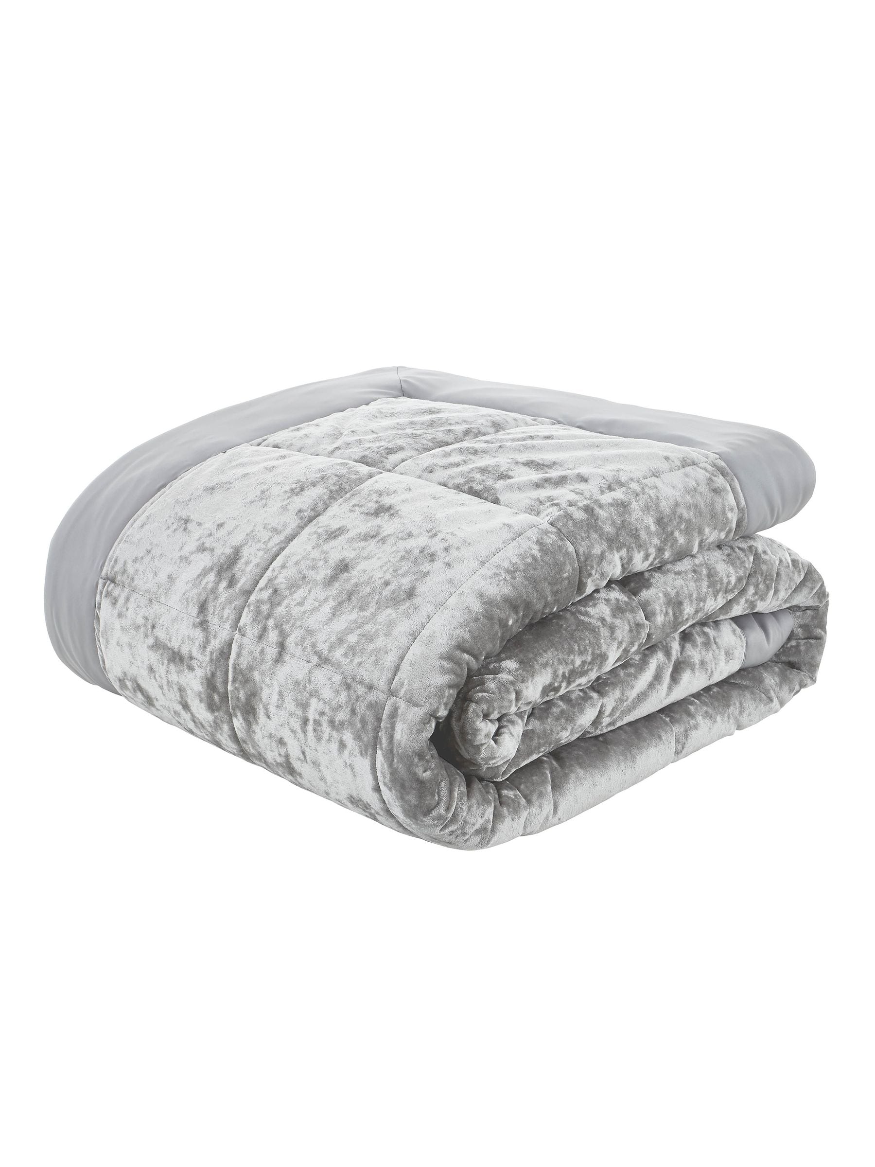 Catherine Lansfield Silberfarbene Crushed Samt Tagesdecke 220cm, UK-Version