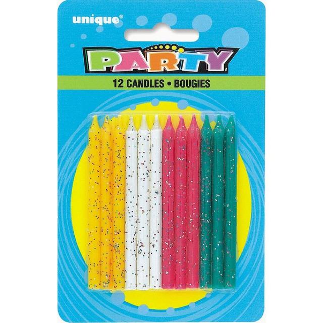 Glitter Birthday Candles   12 per pack GOODS M&S   