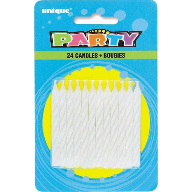 White Spiral Birthday Candles 24 per pack