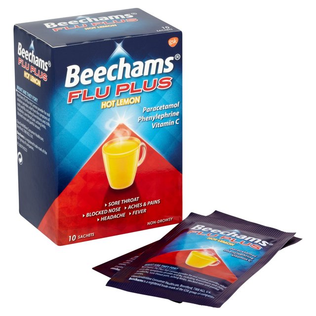 Beechams Flu Plus Cold & Flu Hot Lemon Sachets   10 per pack GOODS M&S   