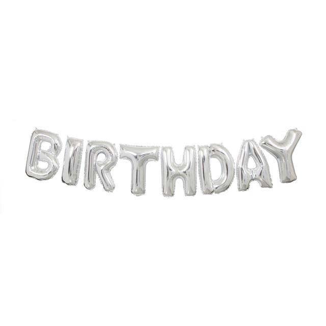 Silver Happy Birthday Balloon Banner Kit GOODS M&S   