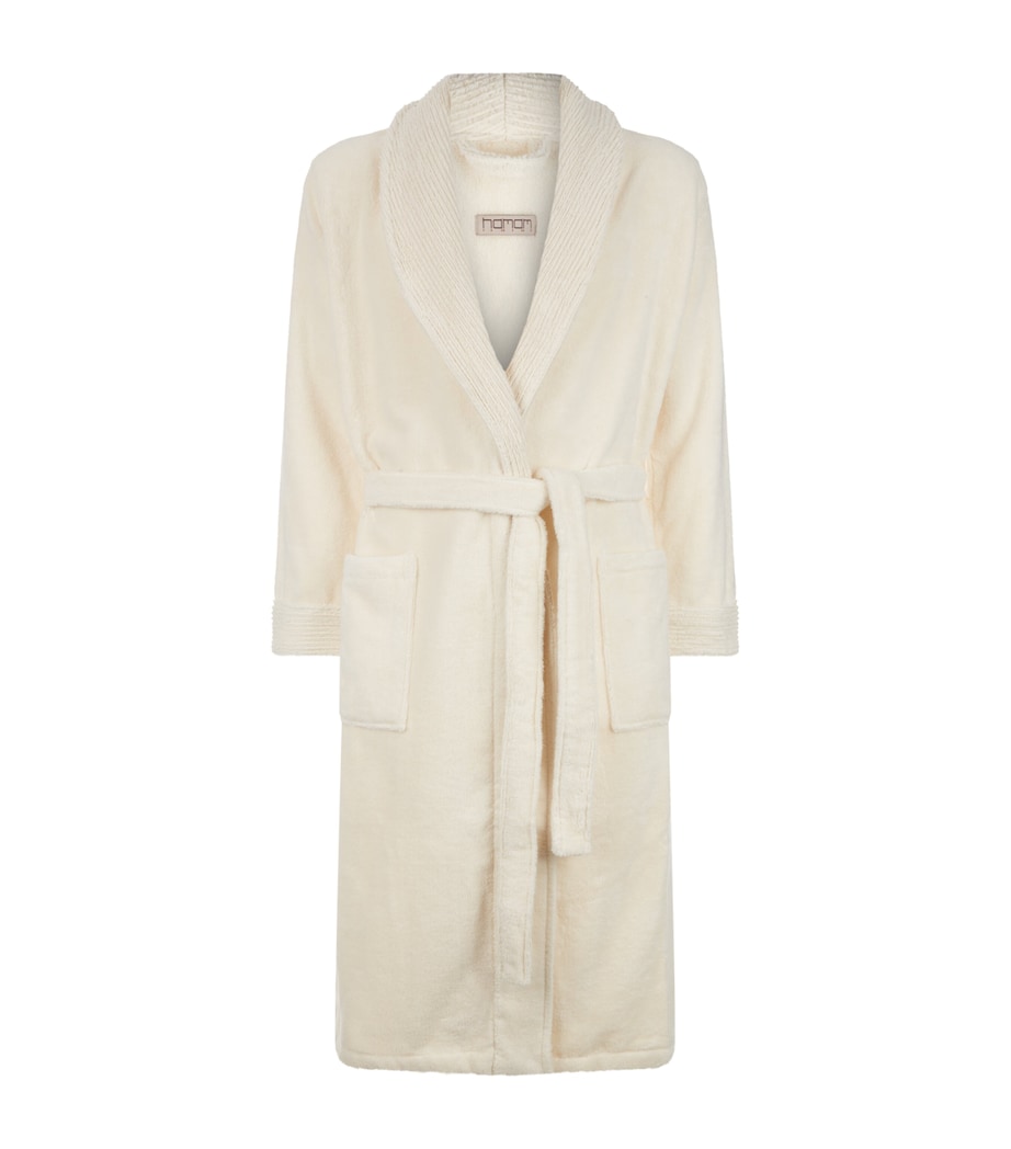 Hamam organic cotton bathrobe with shawl collar and patch pockets, UK version