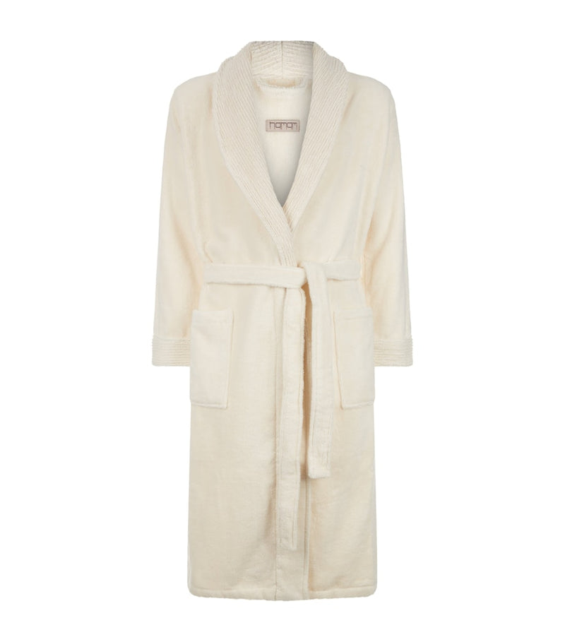 Hamam organic cotton bathrobe with shawl collar and patch pockets, UK version