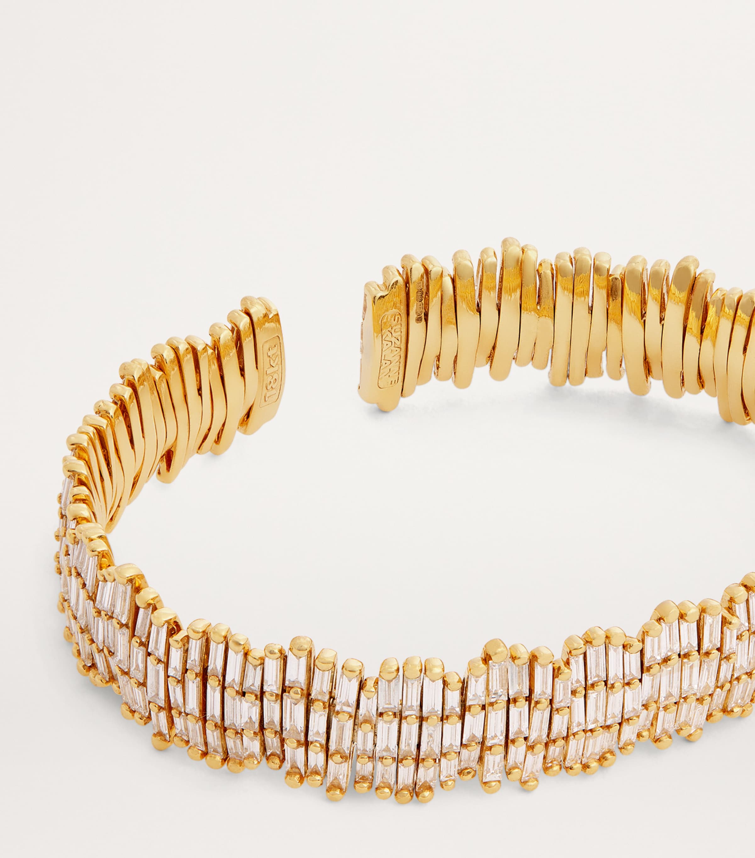 Suzanne Kalan three-row diamond cuff 18kt yellow gold - British product