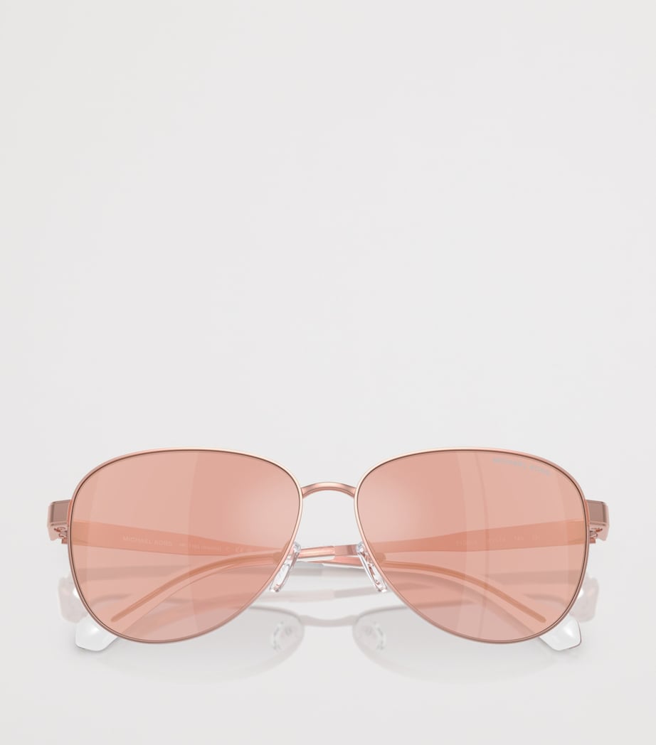 Michael Kors Biarritz Piloten-Sonnenbrille, roségoldfarbener Metallrahmen, importiert aus Großbritannien