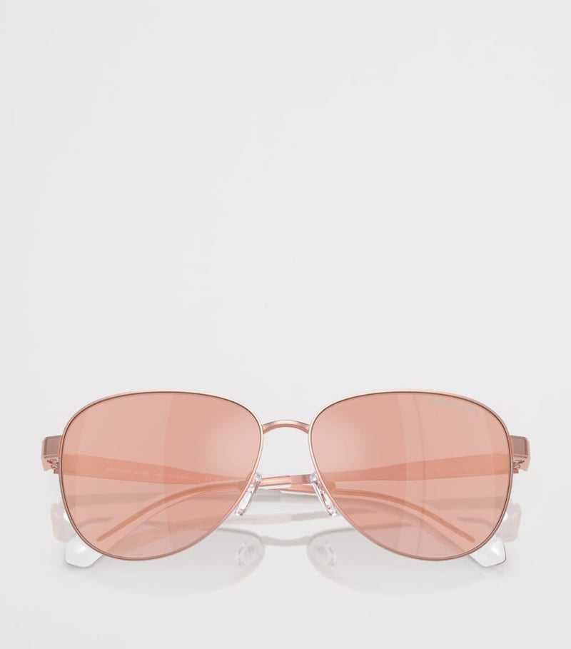 Michael Kors Biarritz Piloten-Sonnenbrille, roségoldfarbener Metallrahmen, importiert aus Großbritannien