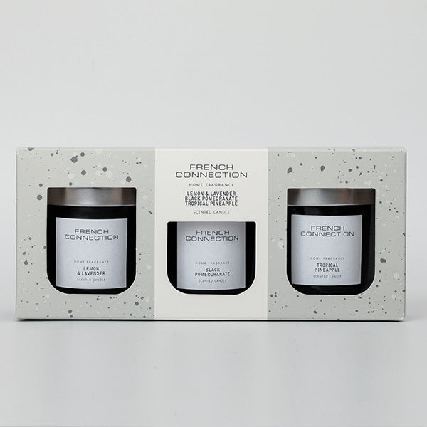 French Connection candle giftset 3x64g, imported from the UK