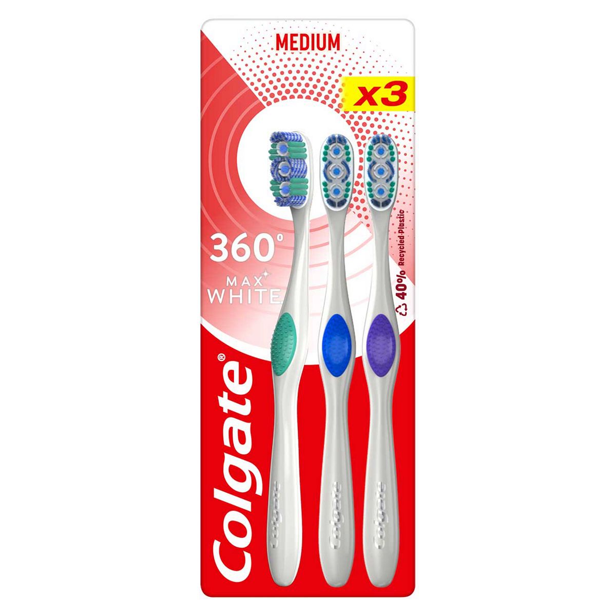 Colgate 360 Max White Medium Manual Toothbrush - 3 Pack GOODS Boots   