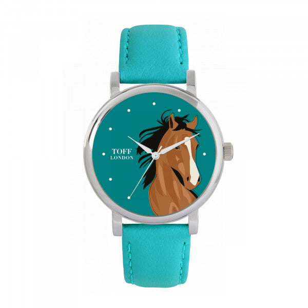 Toff London ladies watch green dial brown leather strap 38mm - British product