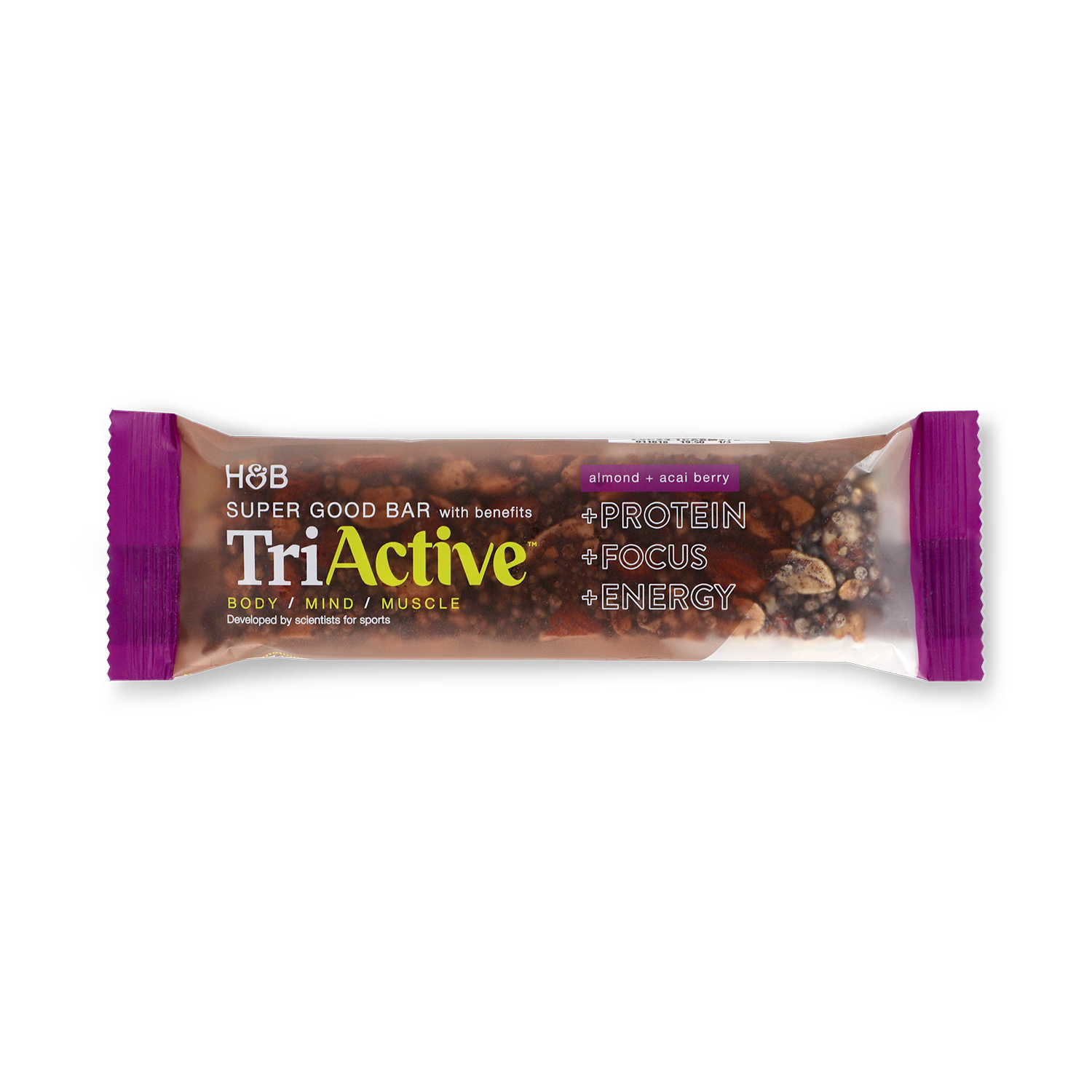 TriActive protein bar Almond & Acai Berry 50g, imported from the UK