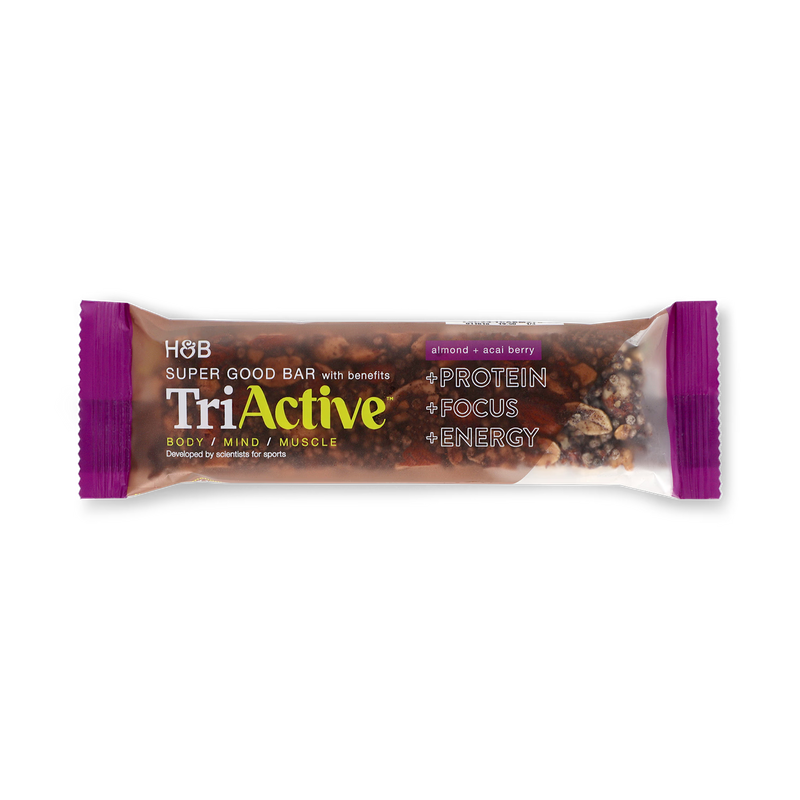 TriActive protein bar Almond & Acai Berry 50g, imported from the UK