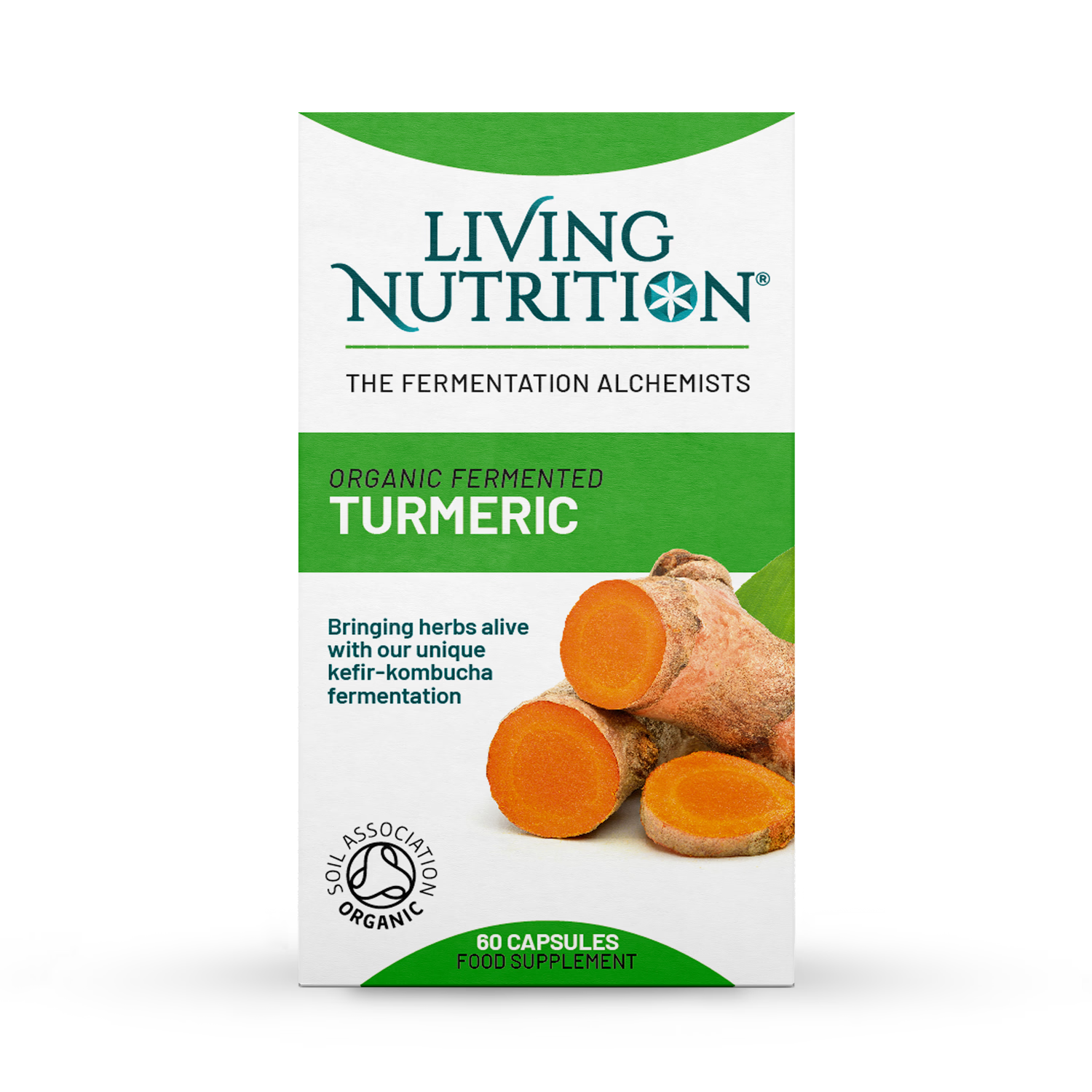 Living Nutrition Organic Fermented Turmeric Capsules 60, UK version