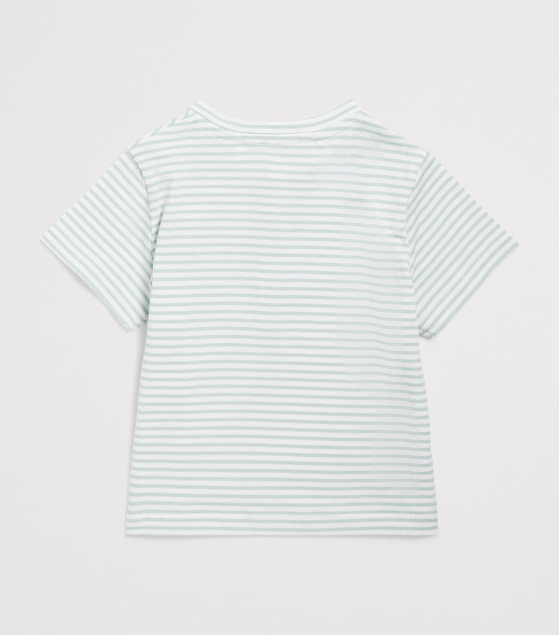 Tartine et Chocolat striped button-up T-shirt with dinosaur embroidery for children 3 months to 4 years (British brand)
