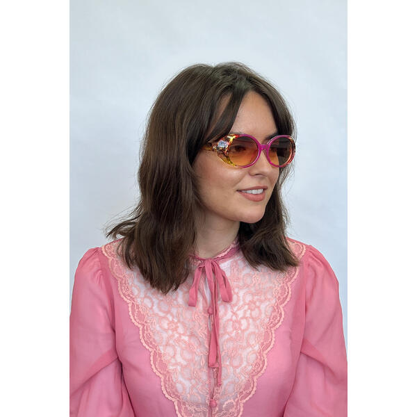 SVNX floral pink oval sunglasses UV 400 (British brand)