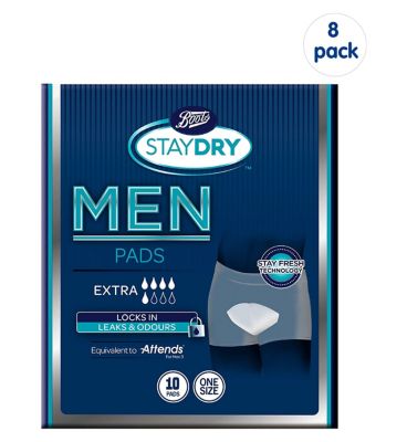 Boots Staydry Men Extra Pads - 80 Pads (8 Pack Bundle) GOODS Boots   