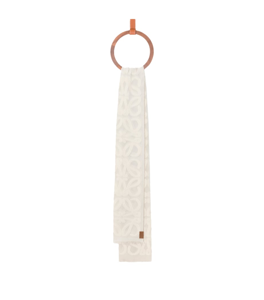 LOEWE Anagram applique scarf in cotton wool silk blend (British brand)