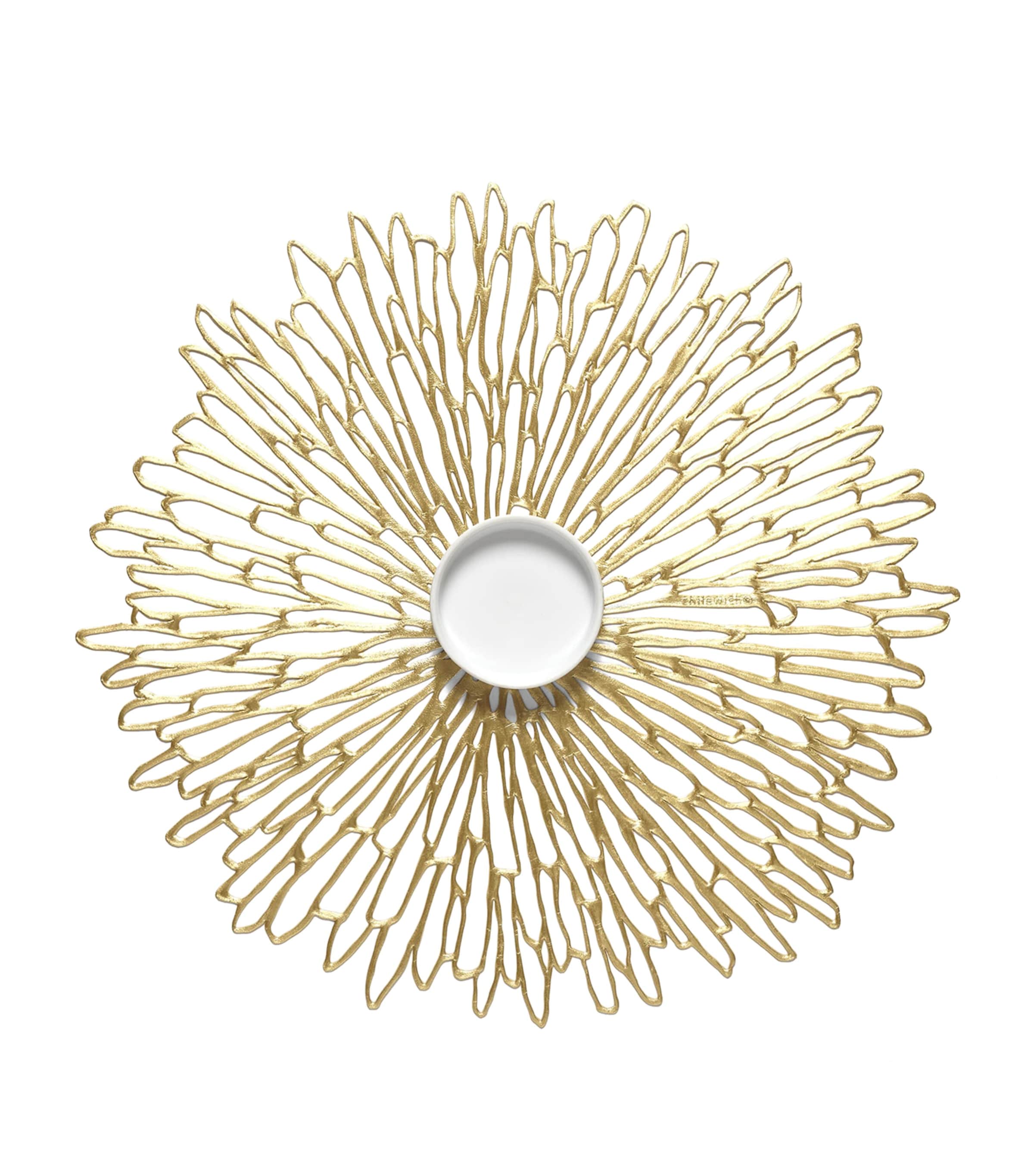 Chilewich Bloom round placemat with openwork floral design, 38cm x 40cm - British product