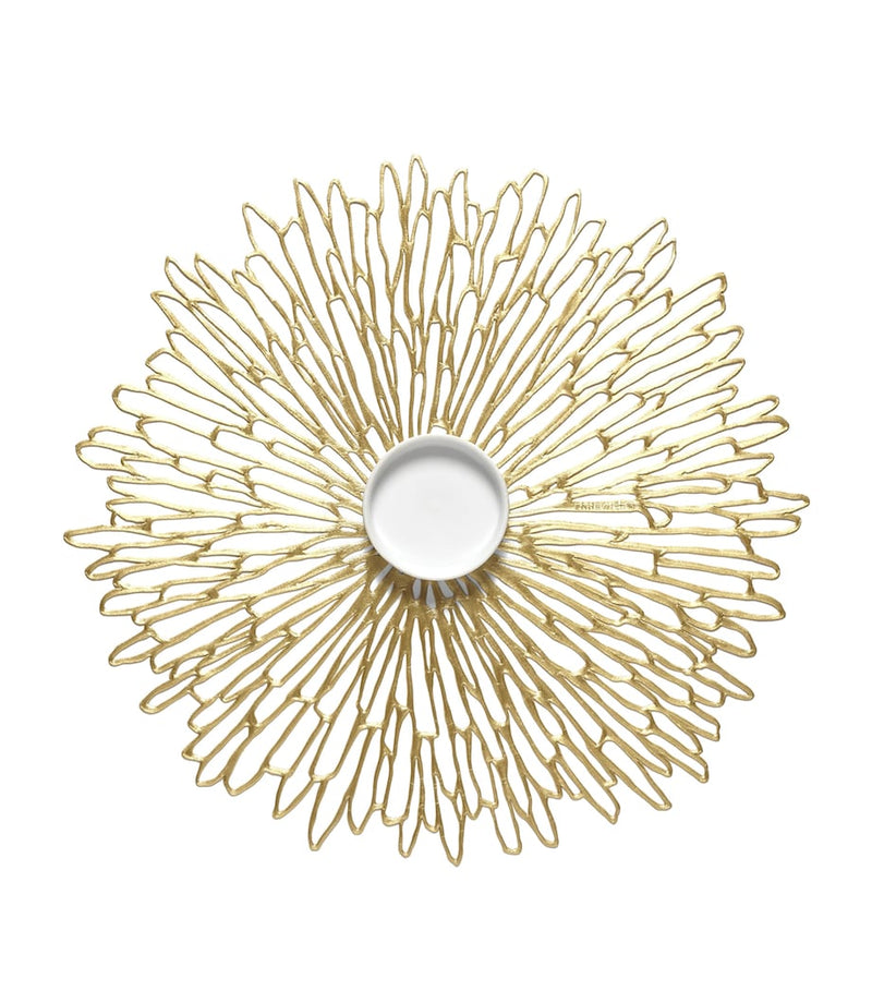 Chilewich Bloom round placemat with openwork floral design, 38cm x 40cm - British product