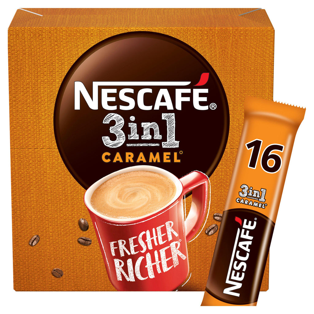 Nescafé 3 In 1 Caramel Instant Coffee Sachets 16x16g