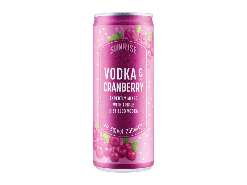 Ready to drink vodka and cranberry can 250ml, UK version