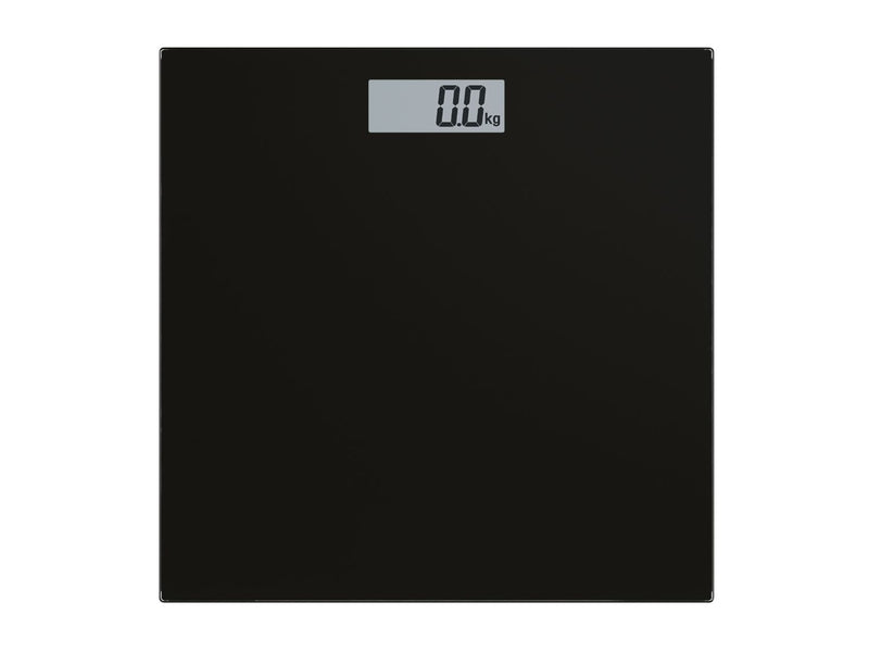 Black bathroom scales with LCD display and safety glass (British brand)